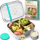 TAVVA Stainless Steel Lunch Box for Kids Ages 6-9 | 2-Piece Set | 27oz Metal Bento Box with 100% Steel Lids | 1.7oz Dip Cup with 100% Leakproof Silicole Lid | BPA-Free | Freezer & Dishwasher Safe