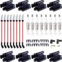 D581 Set of 8 Square Ignition Coil 8 Platinum Spark Plug and Red Wire Set Compatible with Chevrolet Chevy GMC Hummer Avalanche Savana 1500 2500 3500 Sierra UF271 (UF271 Black+748UU+41-962)