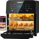 Nuwave Brio 15.5Qt Air Fryer Rotisserie Oven, X-Large Family Size, Powerful 1800W, 4 Rack Positions, 50-425F Temp Controls, 100 Presets & 50 Memory, Integrated Smart Thermometer, Linear T Technology, 15.5-Quart