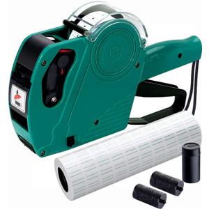 KPX MX5500 Pricing Tag Gun with 5150 pcs Sticker Labels & Extra Inker, 8 Digits Tag Maker for Retail Shop, Grocery Store (Green)
