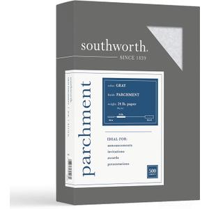 Southworth Parchment Specialty Paper, 24 Lb., 8 1/2" x 11", Gray, Pack Of 500