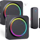 Door Chime, Door Chimes When Door Opens, Door Sensor Door Open Alarm with 600 FT Range, 32 Chimes 5 Adjustable Volume, Door Ringer Alert for Business/Home/Kids When Entering (2Receivers+1Sensor) (1Sensor-2Receiver, Black)