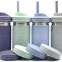 Elk and Friends 14oz Stainless Steel Kids + Toddler Drinking Cups | The Original Mason Jar with Sleeves + Lids | Silicone Straws | Smoothies | Storage Jar | Spill Resistant | Dishwasher Safe | 4 Pack