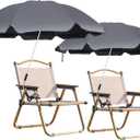 Blissun 2 Pack Chair Umbrella with Clamp, Adjustable Umbrellas for Chair, UPF50+ Sun Shade Umbrella for Beach Chair, Wheelchair, Camping Chair, Patio Chair, Golf Carts, Dark Grey
