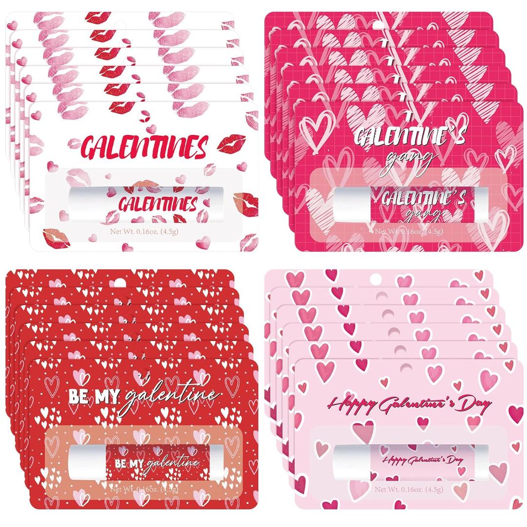 Loopeer 24 Pack Galentine's Day Lip Balms Gifts Bulk for Women Cute Pink Heart Lip Balm Travel Size Valentine's Day Party Favors Lips Moisturizer Care Small Gifts Ideas for Friends Office Ladies