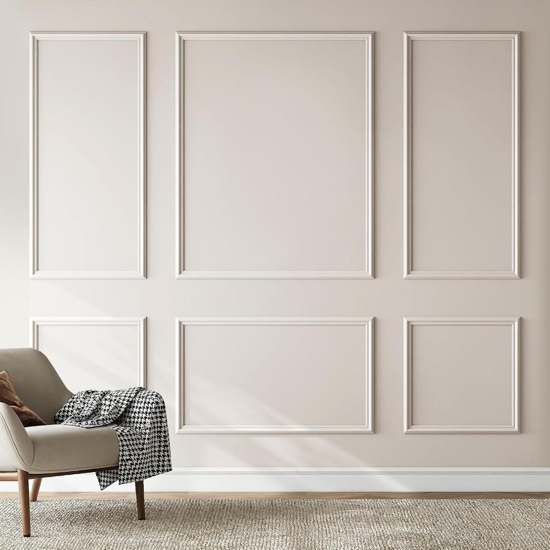 INMOZATA Peel and Stick Wall Molding Kit, Set of 6-Frame 3D Pre-Cut Accent Molding Trim Wainscoting Panels for Interior Wall Decor Living Room Bedroom Entryway Plain Door (50" x 20",50" x 40")