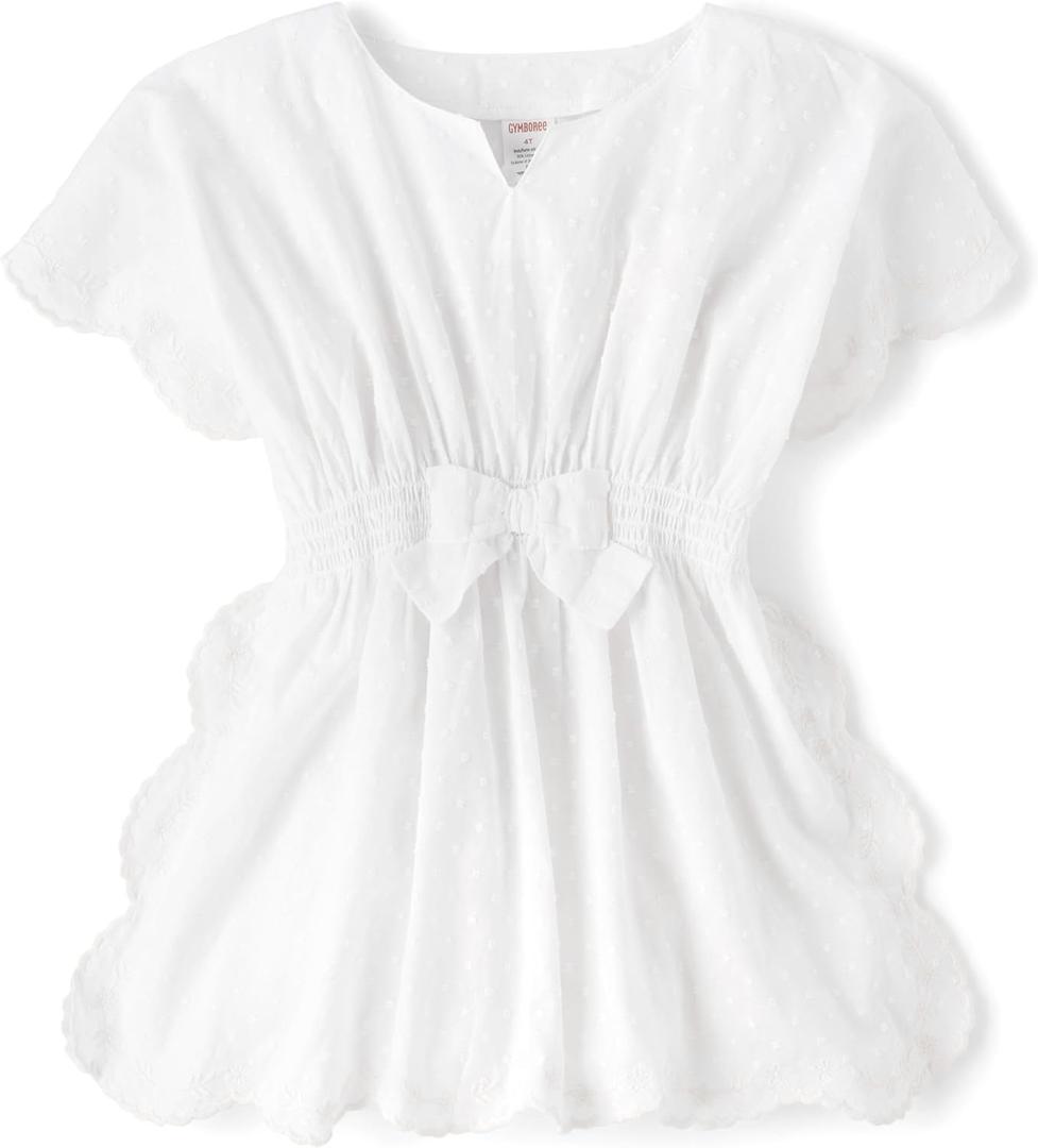 Gymboree Girls and Toddler Short Sleeve Swim Coverup (8, White)