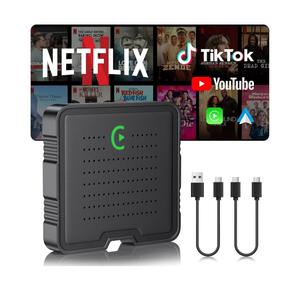 Wireless CarPlay Adapter for Convert Wired to Wireless Car Play Adapter Fast Stable Connection 2025 Upgrade Ai Box Car Play Support Netflix, YouTube, TF Card Plug Connection, Cars from 2015 & iOS 10+