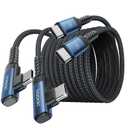 toocki USB C to USB C Charger Cable(10ft, 2Pack), 60W Type C Charging Cord, Right Angle Fast Charging USBC to USBC Cable for iPhone 17 16 15 Pro Plus Pro Max Air/ Plus/ MacBook Air/ Samsung S25 Ultra