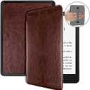 Miimall Case for Kindle Paperwhite 12th Generation & Colorsoft Signature Edition 7 Inch 2024 Leather Case with Hand Strap, Auto Sleep/Wake, Slim Foldable Cover for Kindle Paperwhite 12th, Coffee