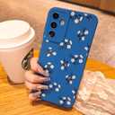 3 x for Samsung Galaxy A13 5G/A04S Phone Case, Fashion Flower Pattern Design Girls Women Liquid Silicone Cover, Slim Shockproof and Scratch-Resistant Soft Case for Samsung A13 - Blue