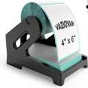 Thermal Label Holder for Rolls and Fan-Fold Labels, Sticker Roll Holder Work with Desktop Label Printer, Label Stand Shipping Supplies for Home Office(Black)