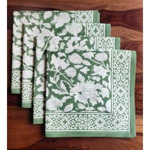 ATOSII Meraki Green 100% Cotton Spring Cloth Designer Dinner Napkins, Handblock Print, Washable Durable Linen for Everyday Use Wedding Parties Outdoors Christmas Easter I 20 X 20 Inches I Set of 4 ATOSII Meraki Green 100% Cotton Spring Cloth Designer Dinner Napkins, Handblock Print, Washable Durable Linen for Everyday Use Wedding Parties Outdoors Christmas Easter I 20 X 20 Inches I Set of 4