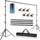 12 x 10ft Photo Video Studio Heavy Duty Backdrop Stand, Adjustable Photography Background Support Systemt Kit with Shock-Proof Spring, Carrying Bag, 6 Clamps