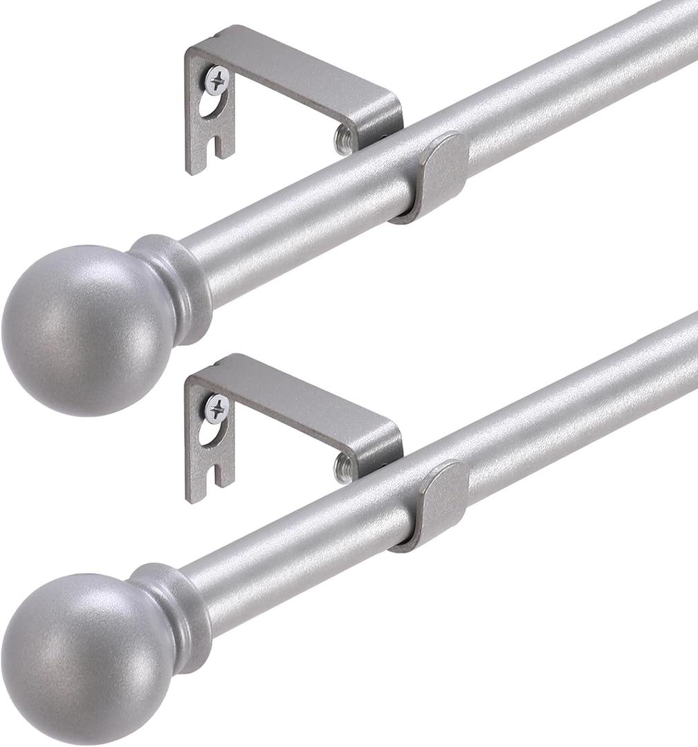 2 Pack Silver Curtain Rods for windows 32 to 48 inch, 5/8 inch Splicing Heavy Duty Metal Curtain Rod Set with Brackets 2 Pack Silver Curtain Rods for windows 32 to 48 inch, 5/8 inch Splicing Heavy Duty Metal Curtain Rod Set with Brackets