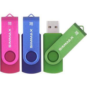 3 Pack 32GB Memory Stick USB 2.0 Flash Drives Swivel Thumb Drive Pen Drive (32GB Pink Blue Green)