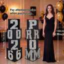 Yexiya 10 Pcs Prom Column Standup Photo Booth Decorations Set 2026 Prom Backdrop Balloon Boxes Cardboard Decoration Column with Background Banner Red Carpet for Party College(Black Silver)