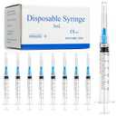 100 Pack 3ml Syringes with Needle 23G 1 Inch - Disposable Luer Lock Dispensing Syringe, Individually Wrapped