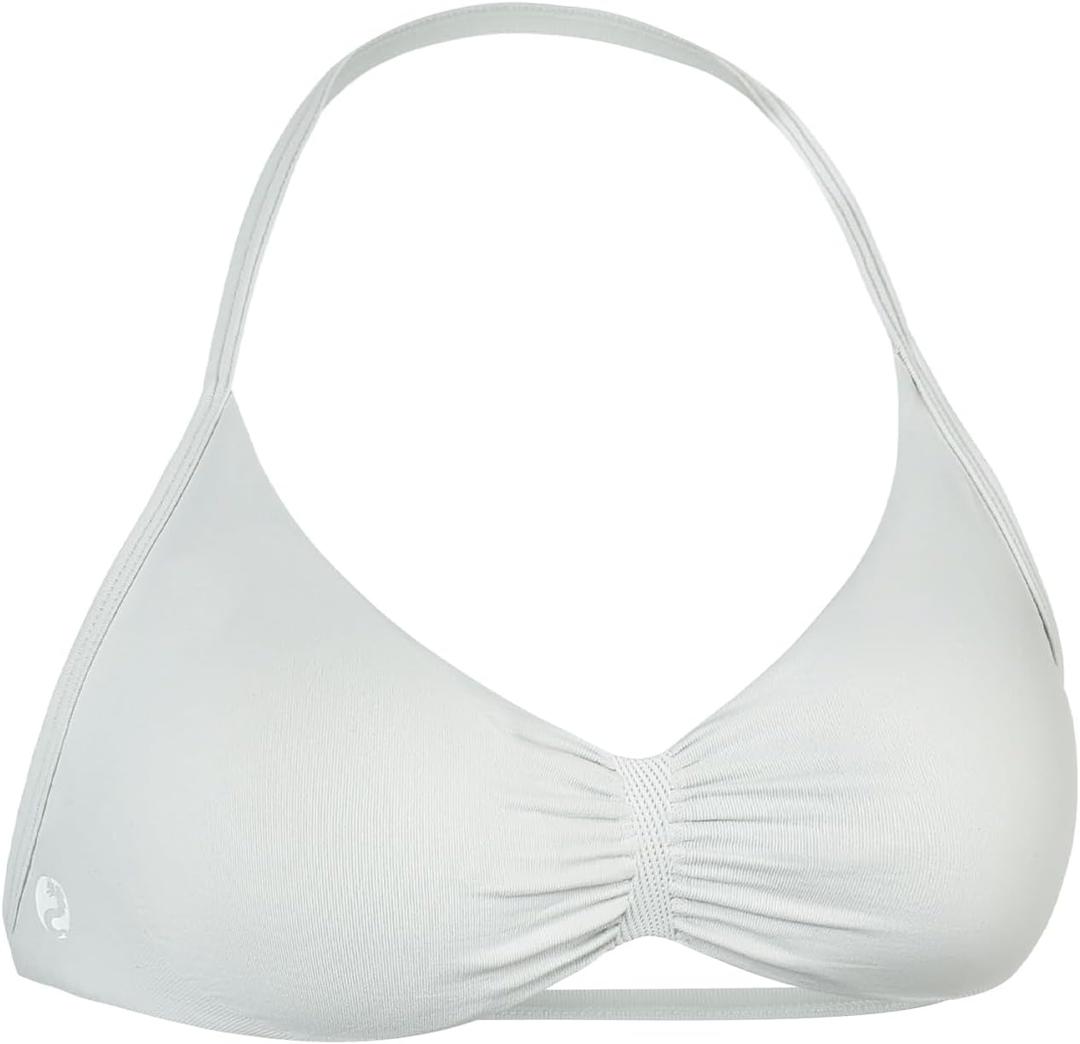 AUROLA Influence Strappy Bra Sports Bras for Women, Backless Padded Impact Strappy Bra Workout Gym Yoga with Removable Cups (Medium, Glacier Gray)