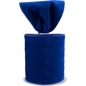 Meseey 4 Inch Wide Royal Blue Velvet Wired Ribbon, 10 Yards Velvet Ribbon with Wire Edge for Christmas Tree, Wreaths, Gift Wrapping, Bows, Crafts, Wedding and Holiday Decorations