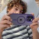 Anuck Case for iPhone 16 Pro Max Case Magnetic Phone Case Compatible with MagSafe, Soft TPU Bumper Hard Translucent Matte Back Slim Fit Shockproof Protective Cover for Men Women Girls - Dark Purple