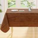 Smiry Rectangle Table Cloth, Waterproof Vinyl Tablecloths with Flannel Backing, Wipeable Spillproof Plastic Wood Grain Table Cover for Dining, Indoor and Outdoor (Brown, 52" x 70")