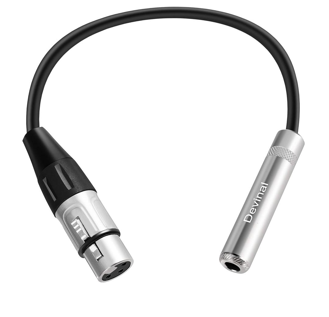 XLR Female to 1/4" Female calbe, XLR Jack to 6.35mm TS/TRS Quarter inch Audio Adapter Cord Connector Converter Metal Construction 1 feet (30 cm)