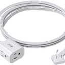 Extension Cord 6ft SUPERDANNY Mini Power Strip Ultra Right Angled Flat Plug for Tight Spaces,Indoor Extension with 3 Outlets,for Office Home Appliances,Non Surge Protector for Travel Cruise,White