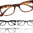 BLS BLUES 5 Packs Reading Glasses for Women Blue Light Blocking, Vintage Computer Eyewear (*Leopard/Tortoise/Black/Grey/Clear)