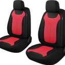 CAROMOP Car Seat Covers Premium 3D Air Mesh Cloth Front Set Washable and Breathable Automotive Vehicle Seat Covers for Cars Interior, Universal Fit for Cars, Sedans, Trucks, SUVs (Black/Red)