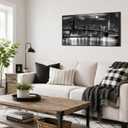 LevvArts New York City Wall Art Black and White Brooklyn Bridge, 40"L x 20"W