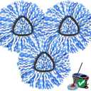 Spin Mop Replacement Head, 3 Pack Mop Heads Replacements Compatible for OCedar Rinseclean 2-Tank System, Deep Cleaning, Microfiber & Machine Washable