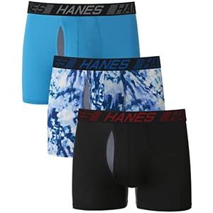 Hanes Men's Underwear Pack, 3-Pack, Total Support Pouch Boxer Briefs or Trunks, Moisture-Wicking Underwear for Men Large