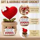 Birthday Gifts for Mom 2026 - Sweet Crochet Heart Flower, Stepmom Mother in Law Gifts from Daughter Son, for Mother, I Love You Mom Flower Crochet
