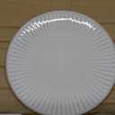 Famiware Eden Plates and Bowls Sets, Stoneware Dinnerware Sets with Gold Trim, 24 Pieces Dishes Set for 8 - Chip and Scratch Resistant, Microwave and Dishwasher Safe, White Stripe