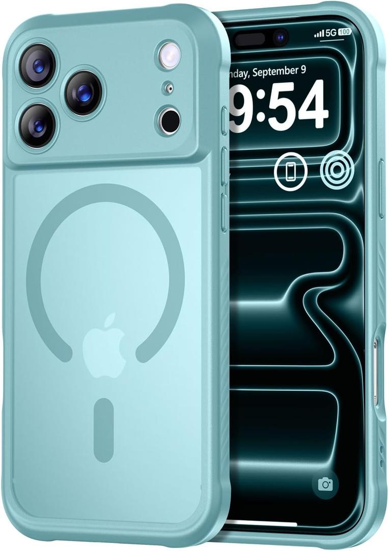 Thomo Magnetic for iPhone 17 Pro Case, [Compatible with Magsafe] [Full Camera Protection] Translucent Matte Military Grade Shockproof with Anti-Fingerprint Phone Cover 2025, Blue