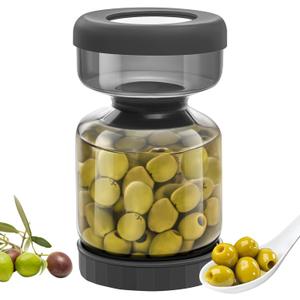 WhiteRhino Pickle Jar with Strainer Flip,34oz Pickle Container Pickle and Olive Hourglass Jar,Glass Flip Pickle Jar Juice Separator Jar with Airtight Lid for Jalapeno Gherkin