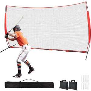 7x7/16x10/20x10ft Baseball Net Backstop Net,Fix Ball Stop Net by 4 Spike&2 Sandbag,Sports Net Barrier with Handbag,Lacrosse Net Backstop for Basketball,Hockey Train,Baseball Net Barrier for Playground