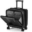 TydeCkare 16" Carry on Luggage with 2 Laptop Compartments, Lightweight Hardshell ABS+PC Suitcase with Dual Control TSA Lock, with YKK Zipper, 4 Spinner Silent Wheels, for Business Travel, Black