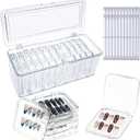 Press on nail storage 12 PCS Acrylic Nail Storage Box - Portable Versatile Organizer for Press - On Nails, Jewelry and More with 60 Pcs Adhesive Double Sided Tape