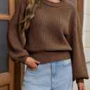 Saodimallsu Womens Batwing Long Sleeve Sweaters Casual Crewneck Loose Chunky Knit Fall Pullover Tops