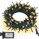 Christmas Lights 33FT 100 LED 8 Modes with Timer Connectable Decorative String Lights for Xmas Tree Patio Party Warm White (Warm White Dark Green Wire)