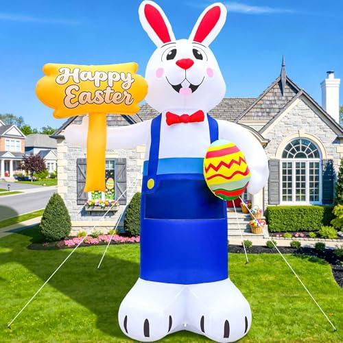 12FT Giant Easter Inflatables Outdoor Decoration Inflatable Bunny Built in LED Lights Bunny Blow Up Yard Decoration for Lawn Garden Holiday Party(with Storage Bag), Was used