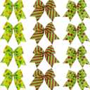 12 Pcs Grinch Bows Decoration, 6 Inch Large Christmas Bows for Tree Gift Wrapping Wreaths Garland, Glitter Decor Holiday Party Crafts Xmas Tree Ribbon Ornaments(Grinch Style)