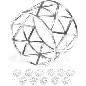 12 Pack Napkin Rings Holders Silver Color Hollow Design Dcor Dinner Party Wedding Christmas Gathering (Silver)