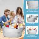 2 Pack 4 Gallon Galvanized Tub Ice Buckets for Parties Portable Beverage Tub with Handles Champagne Bucket Metal Ice Buckets for Cocktail Bar with Ice Scoop (EXP 12/31/36)