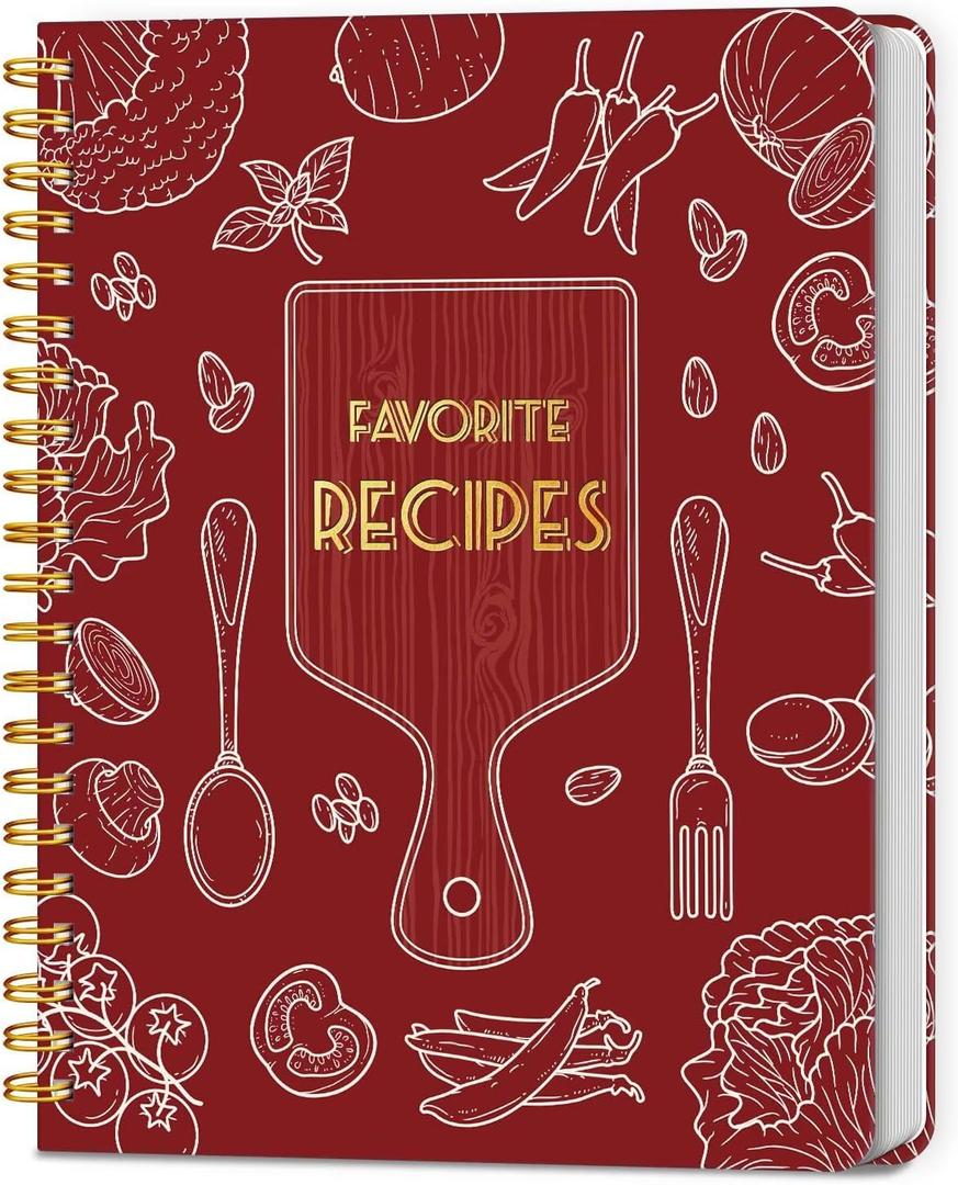 LuBudingJoy Blank Recipe Book to Write in Your Own Recipes, Full Page Sprial Hardcover Personal Recipe Organise, Recipe Journal Hold 140 Recipes(Red) (8.5" x 11")