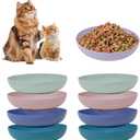 [8 Pack] Cat Dishes Whisker Friendly, Shallow Wide Cat Food and Water Bowl, Durable Wheat Straw Cat Bowls for Indoor Cats (dark color)