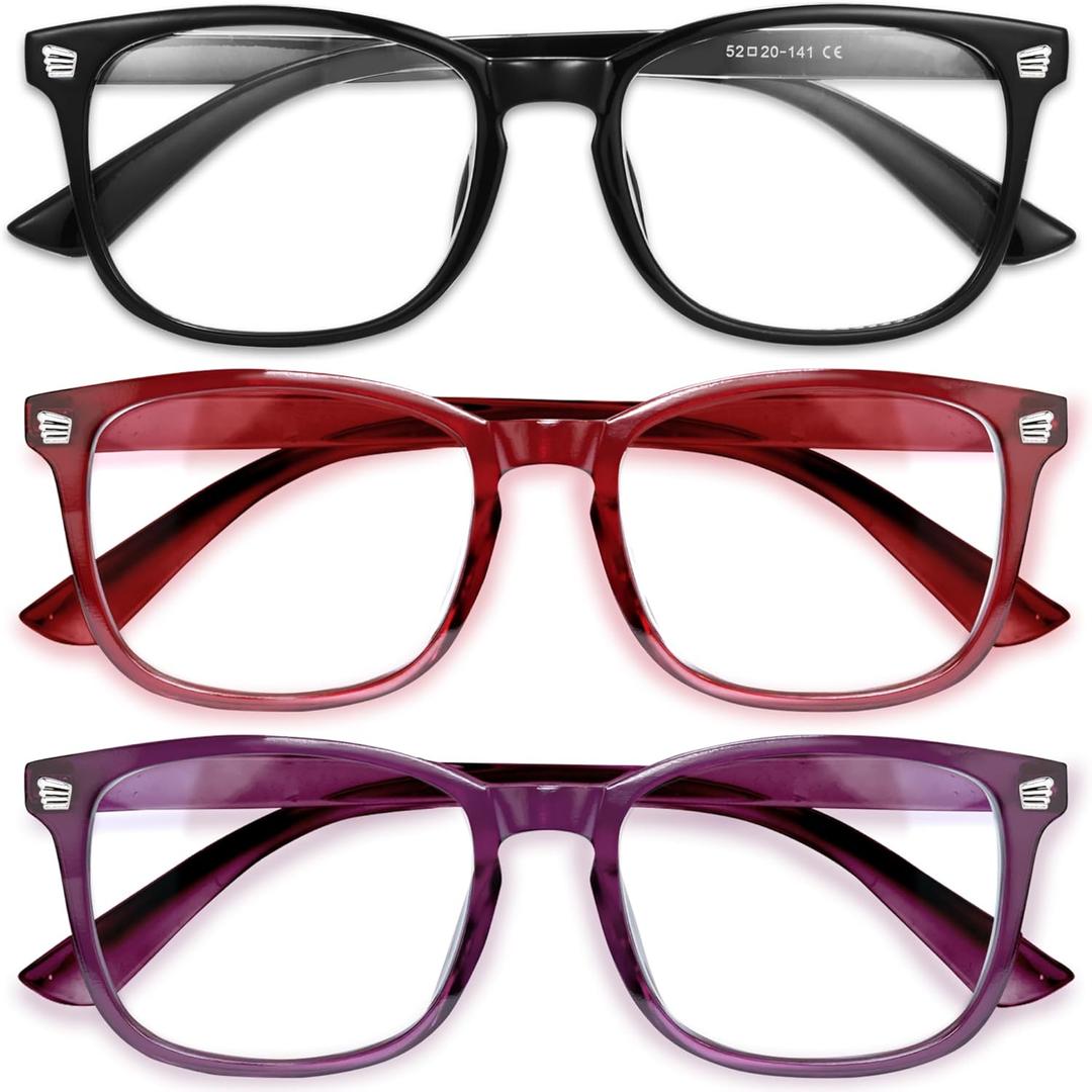 Gaoye Stylish Eyewear Frame Accessories - Blue Light Glasses for Women - Computer Glasses for Blue Light Blocking (B7-black + Wine Red + Violet Indigo)