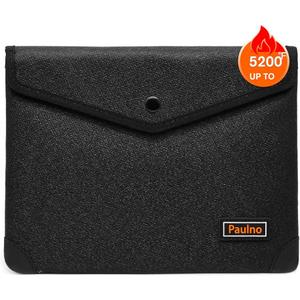 5200°F Fireproof Document Bag,Document Safe Fireproof Waterproof Bag with Heat Insulated,Fireproof Waterproof Document Bag Bag with Zipper,Fireproof Safe Storage Pouch for Valuables 11"x7.7"Black